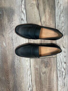 Madewell Lugsole Penny Loafers Black Leather 8